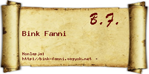Bink Fanni névjegykártya